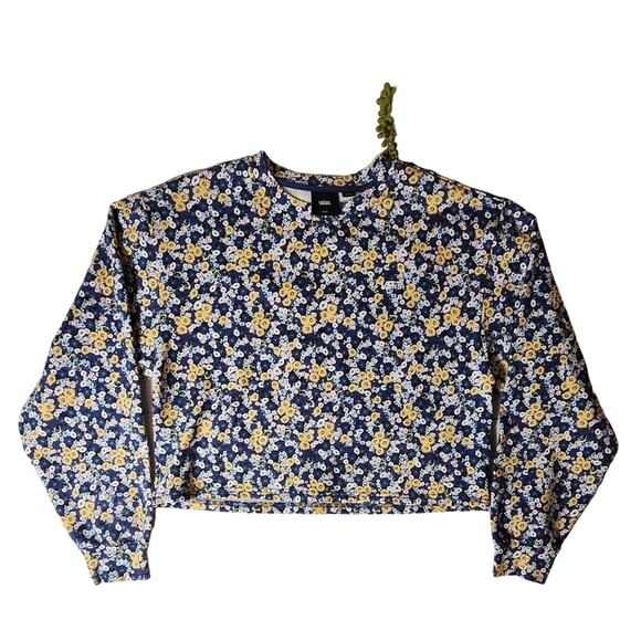 VANS Deco Ditzy Cropped Pullover Crew Fleece Flower Print Large - Picture 1 of 4